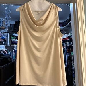 Cato Cream Drape Neck Sleeveless Blouse